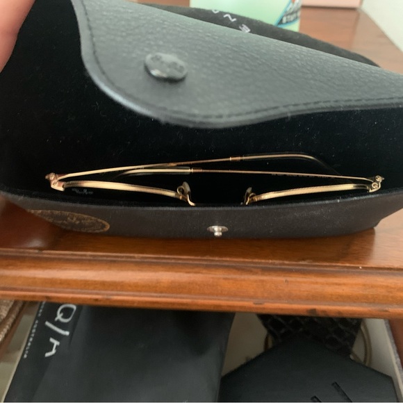 ray ban round metal gold sunglasses with green tint - Picture 6 of 6